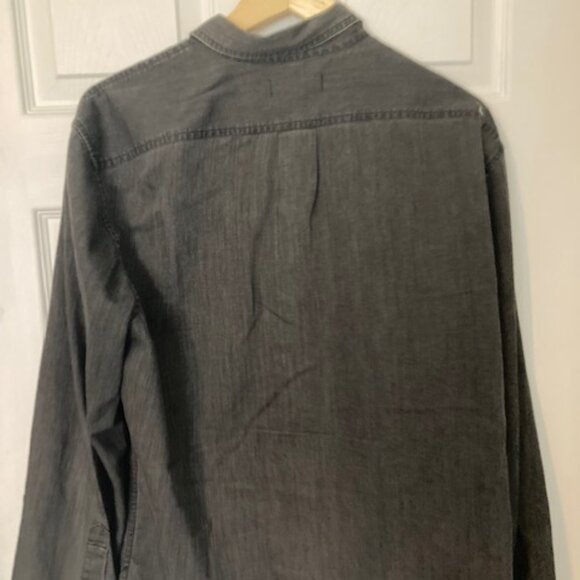 Madewell Black Stonewashed Denim button down Mens Size Large L Long Sleeve LS - Picture 2 of 3